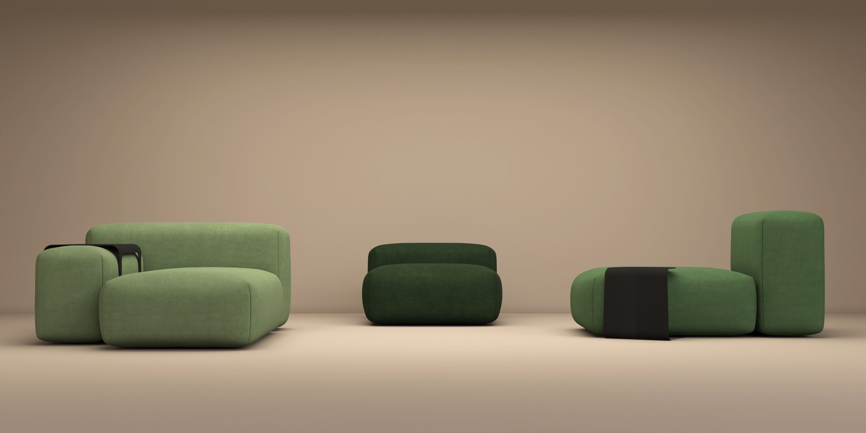 Тканевый диван с полуостровом HANNABI MODEL NO.17 GREEN ARCH-00097013 - Вид №5