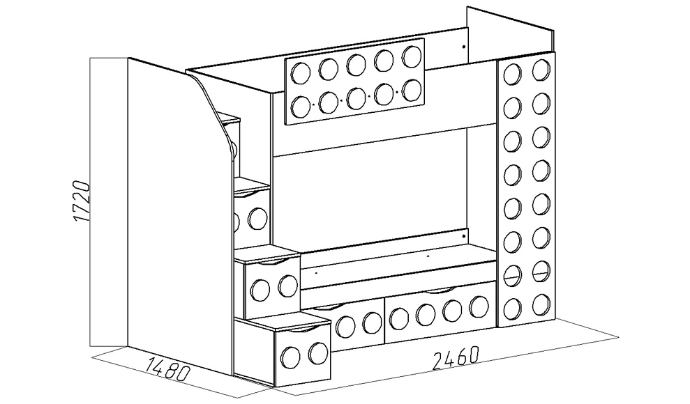 Кровать подростковая двухъярусная с 2 ящиками левая "Леголенд" МАНДАРИН ЛЕГОЛЕНД 178717 Разноцветный;белый;бежевый Santreyd  - Вид №3