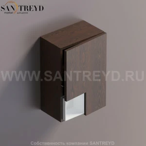 FLAT V Подвесной шкаф с мыльницей с петлями справа. Отделка: коричневый дуб. AFXMO239042RURU