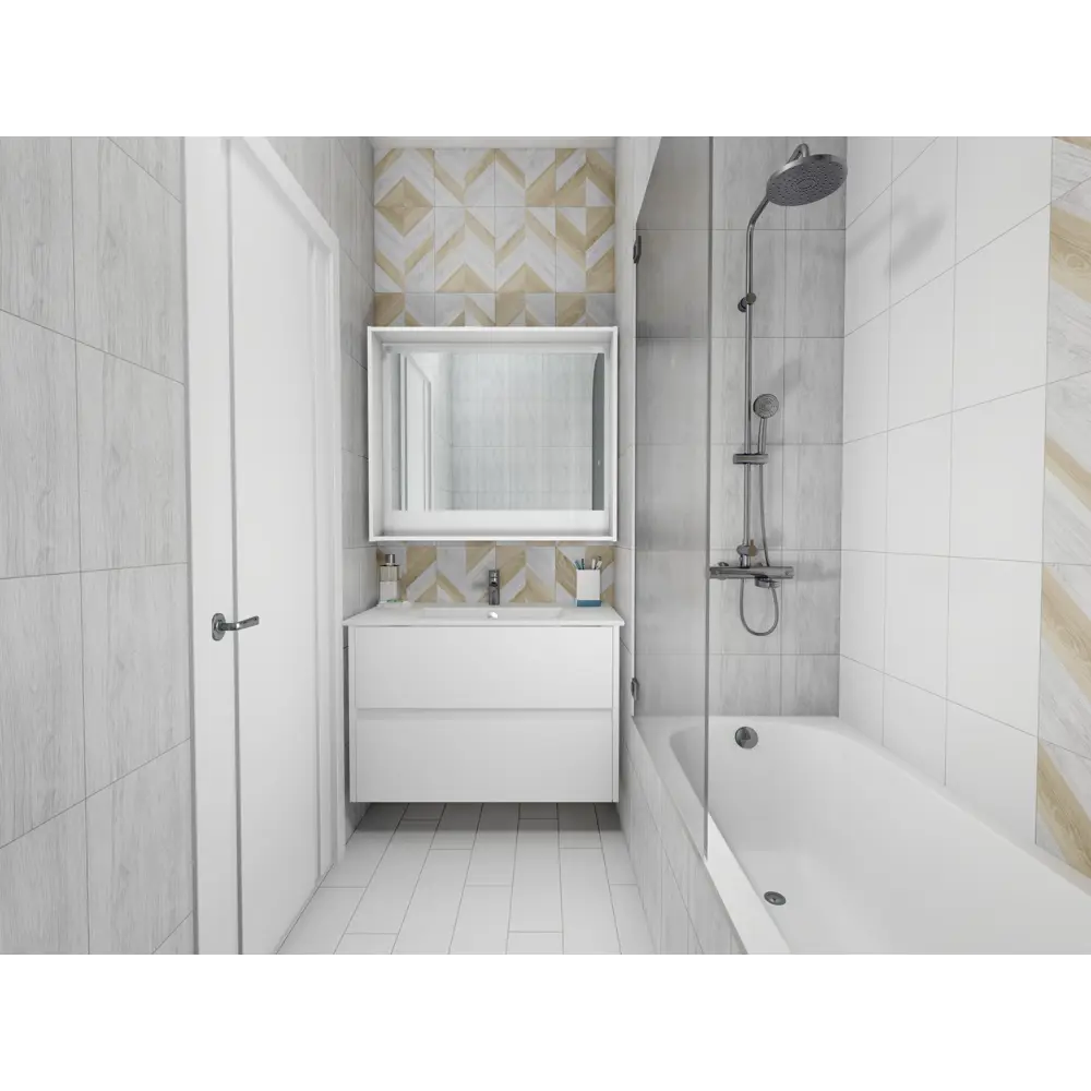 Плитка настенная Tone 25х35 см 1.4 м² цвет белый матовый BELANI STLM-2191669 - Вид №7