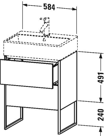 XS447303838 XSquare Тумбочка напольная Доломитово-серый глянцевый лак Duravit - Вид №1
