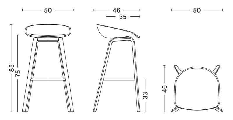 Высокий барный стул из фанеры с подставкой для ног In Stock Hay ARCH-00131547 - Вид №2