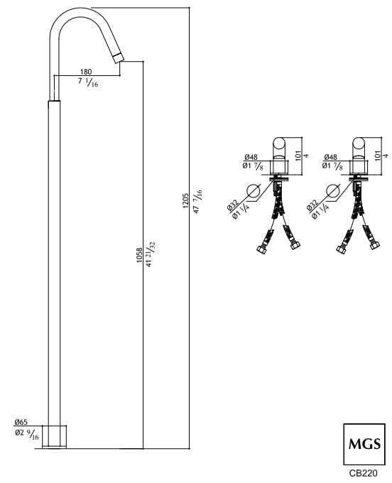 Смеситель для раковины из нержавеющей стали MGS ARCH-00003500 - Вид №1