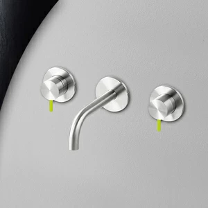 Смеситель для раковины сталь глянцевая с зеленой ручкой Toki Radomonte TKI28LCIL23