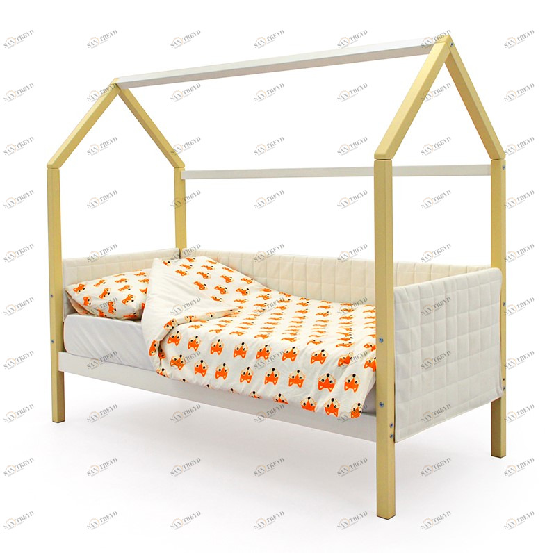 Детская кровать-домик мягкая бежево-белая Svogen БЕЛЬМАРКО  00-3873188 Бежевый Santreyd 