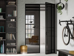 Алюминиевая и стеклянная распашная дверь