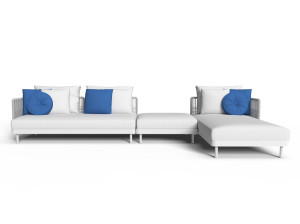 Секционный тканевый диван с веревочной спинкой