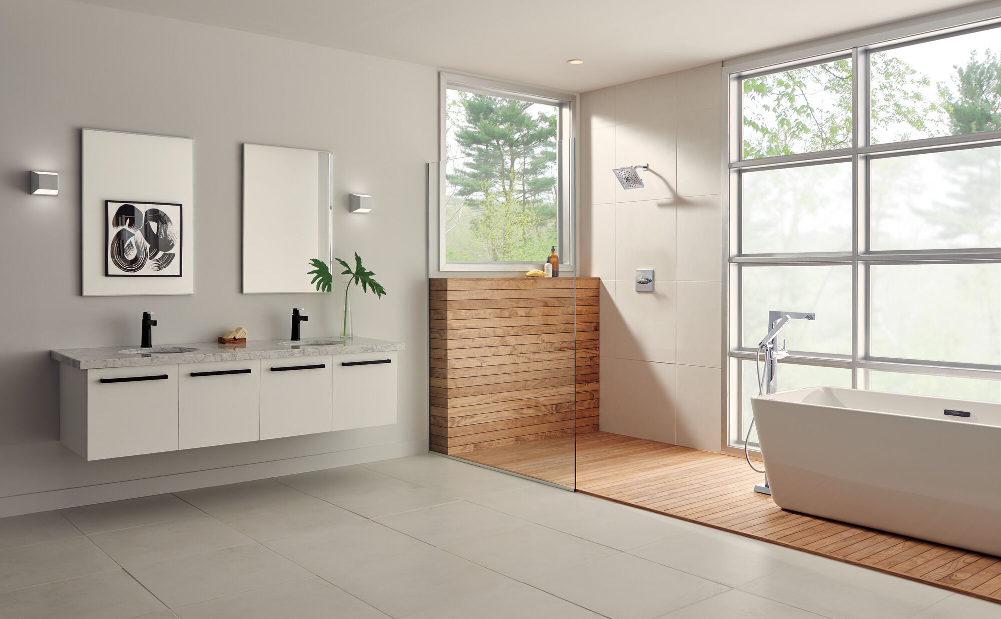 T4774-FL Напольная накладка для ванны с одной ручкой и ручным душем Delta Faucet Zura Хром  - Вид №5