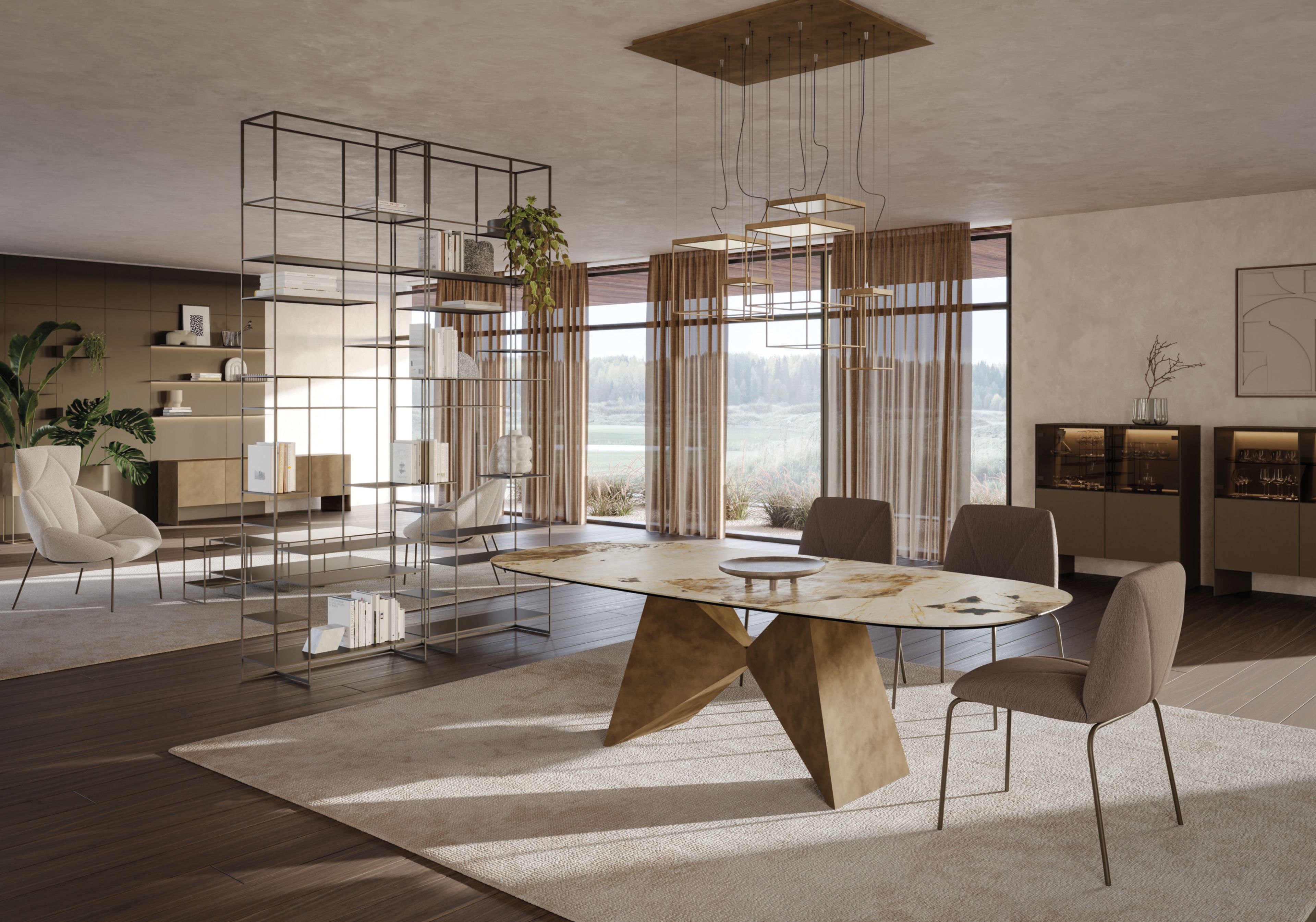 Книжный шкаф с металлическими перегородками Ronda Design Levia ARCH-00051513