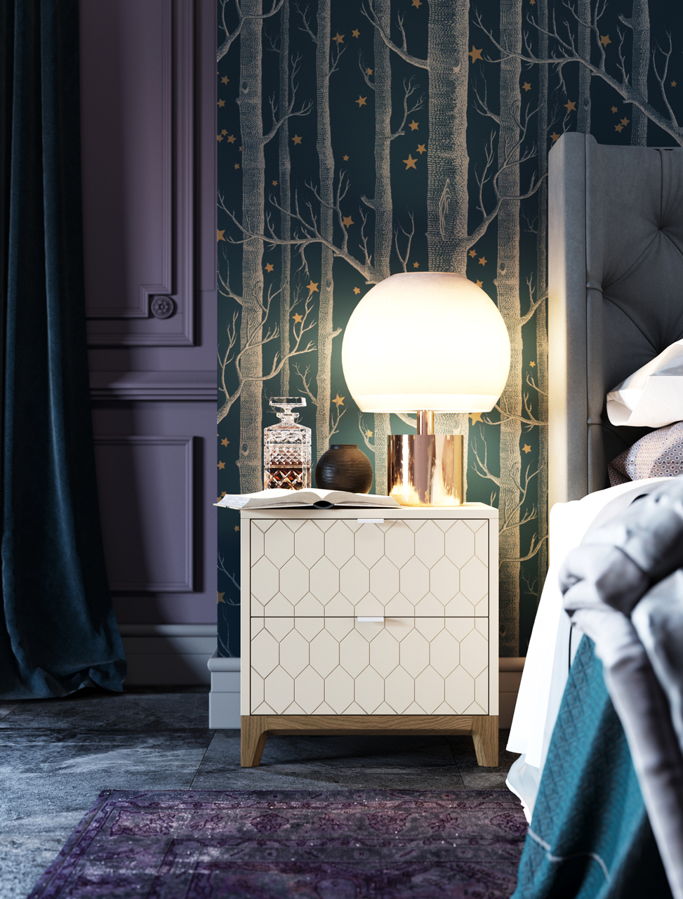 Прикроватная тумбочка дизайнерская черная Case THE IDEA  210307 Черный  - Вид №2