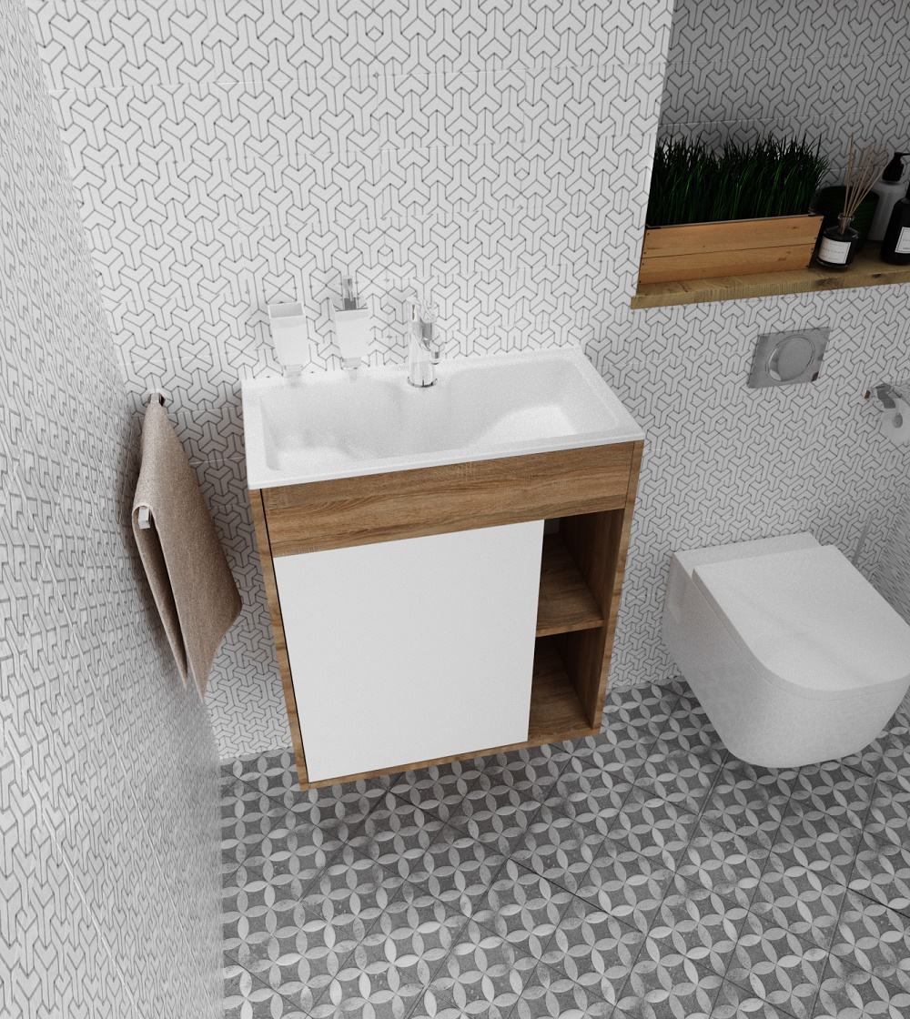 У75338 Тумба с раковиной Lido 60П 1д. Дуб Сонома 1 Marka LIDO - Вид №5