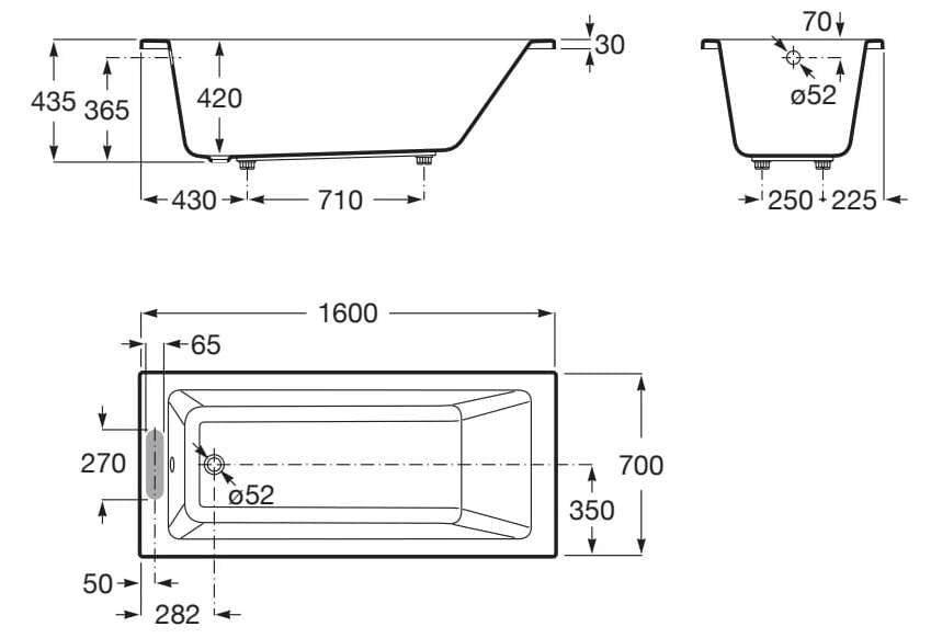 Утопленная акриловая прямоугольная ванна Roca VYTHOS 2485 / 2486 ARCH-00119064 - Вид №3
