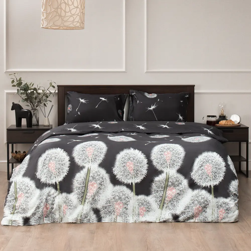 Комплект постельного белья Amore Mio Левиту евро полисатин черный STLM-2126904