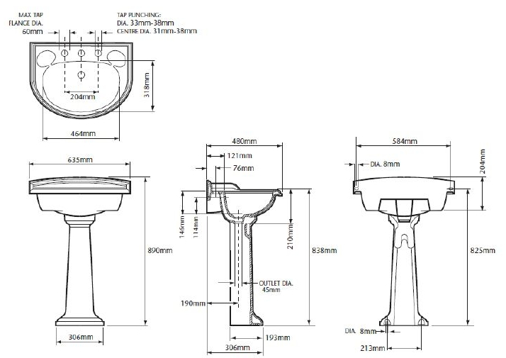 01A200001 Раковина Heritage Dorchester Santreyd - Вид №2