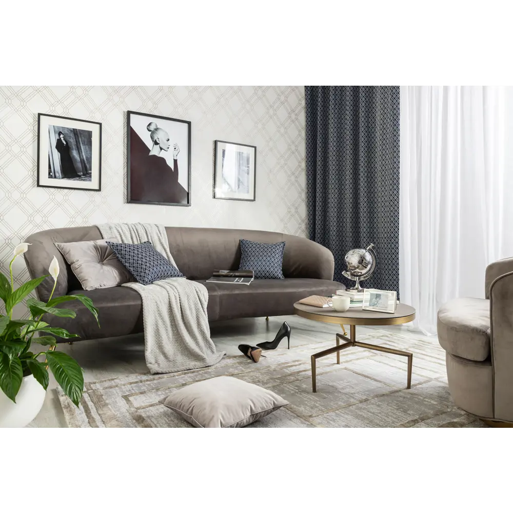 Подушка с пуговицей Бархат 43x43 см цвет серый 89112394 STLM-2091906 LINEN WAY  - Вид №7