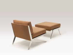 Кожаный прямоугольный пуф