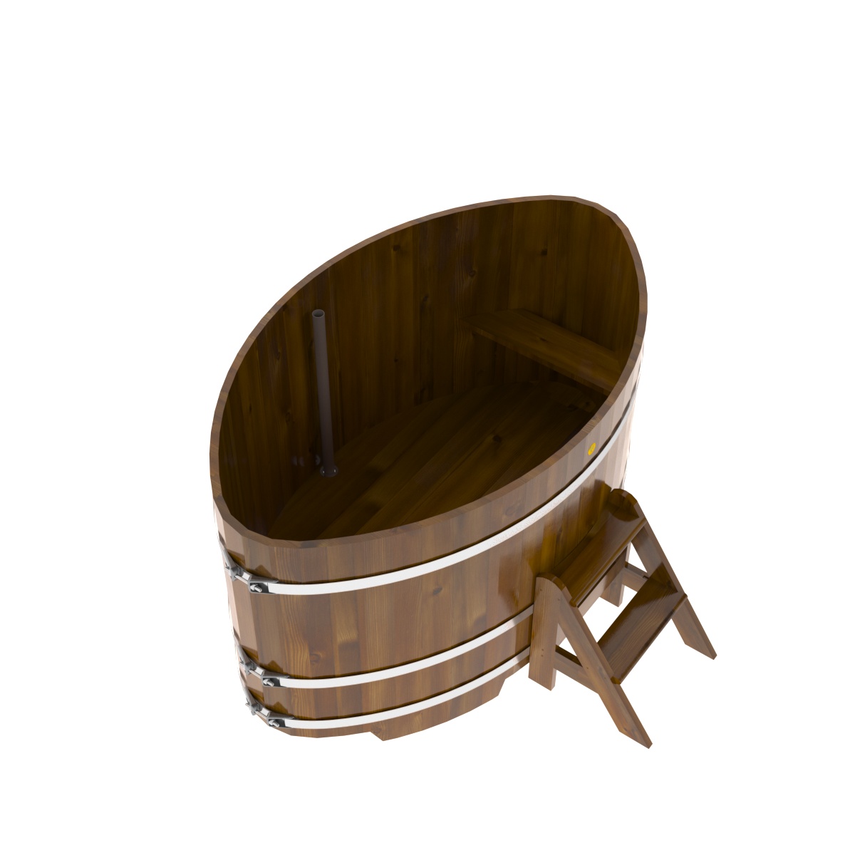 2295 Купель овальная из лиственницы Рустик 1,15х1,83х1,0 морёная Alyarus  - Вид №2