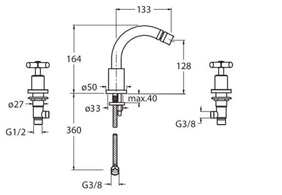 Напольный смеситель для биде без слива с отдельными розетками CRISTINA Rubinetterie Exclusive ARCH-00119642 - Вид №2