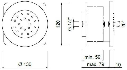 Rubinetteria Giulini Регулируемый встроенный боковой душ из нержавеющей стали Myring F1625 - Вид №1