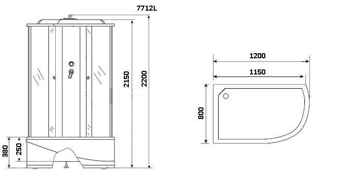 Душевая кабина NG-7712WL (800x1200х2150) высокий поддон стенки БЕЛЫЕ Niagara Luxe - Вид №2