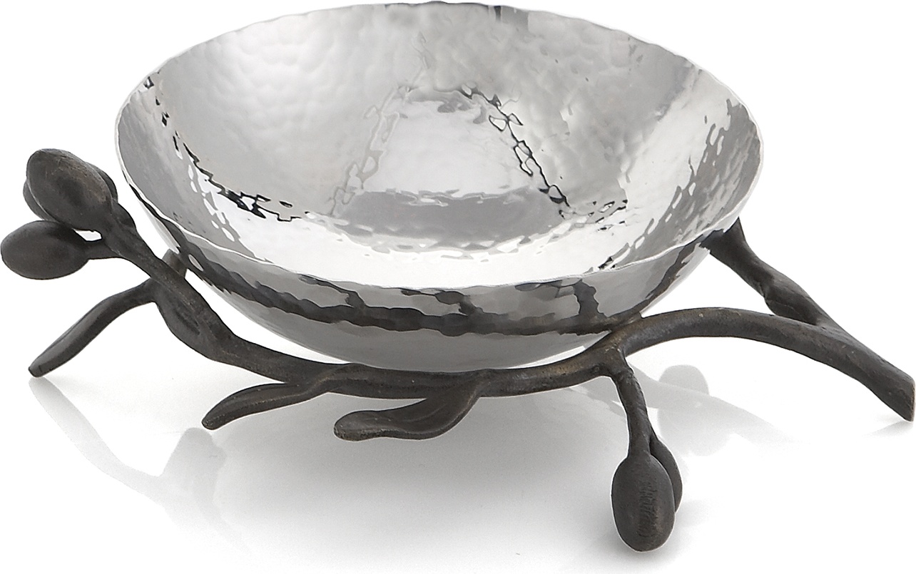 10542103 Michael Aram Чаша для орехов Michael Aram "Оливковая ветвь" 18см (серебрист.) Сталь нержавеющая 