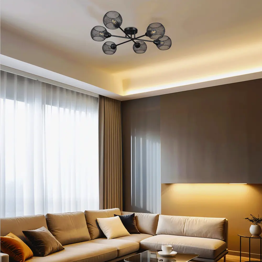 Люстра потолочная Эйр РС23634 6 ламп 18 м² цвет черный РОССВЕТ STLM-2022427 - Вид №9