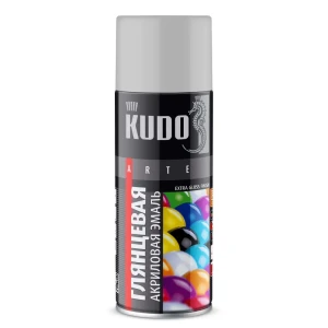 Эмаль аэрозольная универсальная KUDO акриловая глянцевая цвет светло-серый RAL7035 520 мл