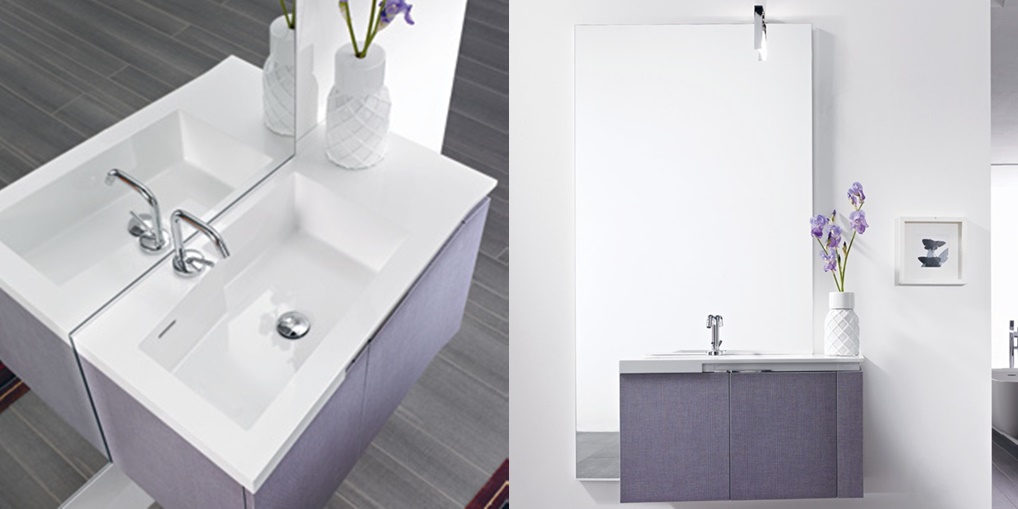 Комбинация ванной комнаты FLY108 в отделке COMET 81 Mineralmarmo / Denim Lilla MILLDUE FLY - Вид №1