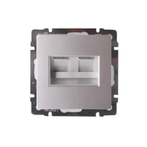 Розетка компьютерная двойная встраиваемая Werkel RJ45 цвет серебряный