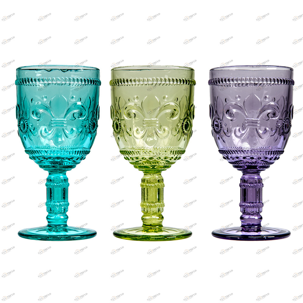 Комплект винных фужеров «Королевская лилия» BYOBJECT CRYSTAL 030040 Голубой;зеленый;фиолетовый Object Desire