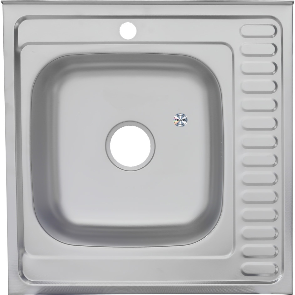 Мойка 6060 L MELANA 0,8/180 ДЕКОР накладная прямоугольная с сифоном (097D t L *10) 097D t L (*10) - Вид №1