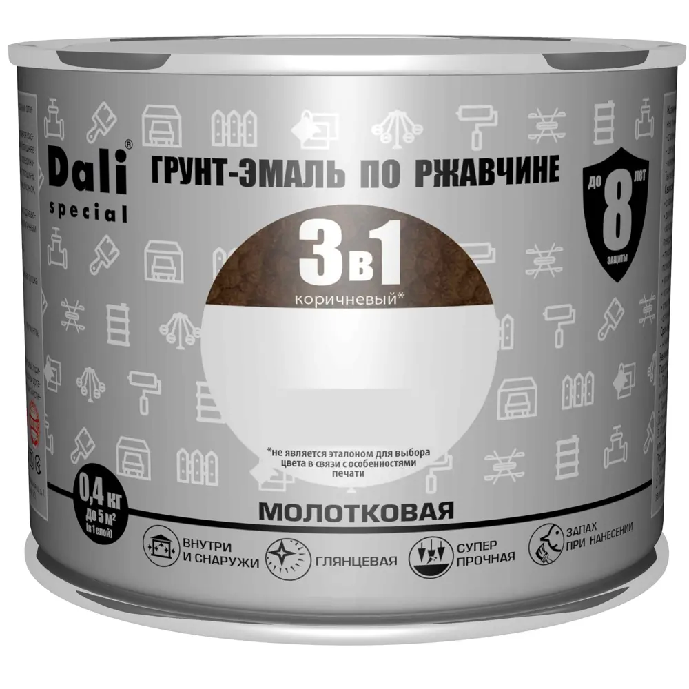 Грунт-эмаль Dali 3 в 1 молотковая коричневая - защита металла с эффектом чеканки 83372499 STLM-0040613 - Вид №1