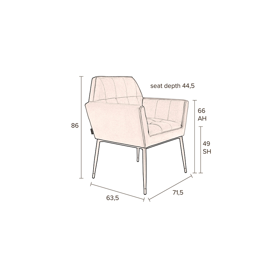 Кресло Kate розовое высокое под бархат на тонких ножках Dutchbone 1200152 - Вид №9