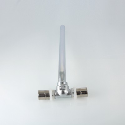 VTm.282.N.161516 Пресс-фитинг – тройник с хромированной трубкой Valtec 15 мм, 16х15х16, 30 см  - Вид №2