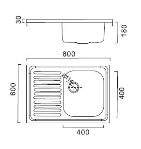 HB6080 Кухонная мойка , полированная сталь Haiba  - Вид №2