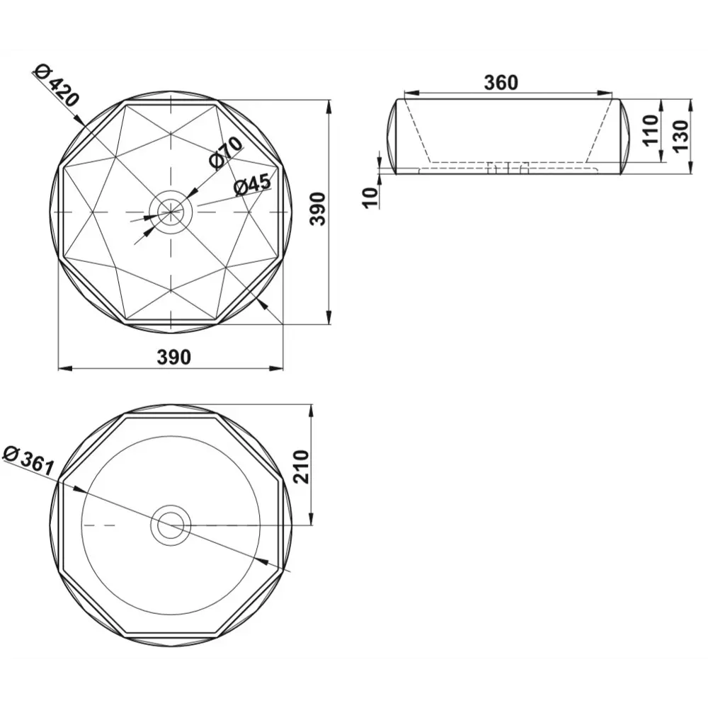 Раковина MELANA MLN-78347 — восьмиугольная накладная для столешницы 82381820 Pepo STLM-0025986 - Вид №9