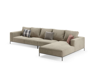 Бархатный диван с полуостровом