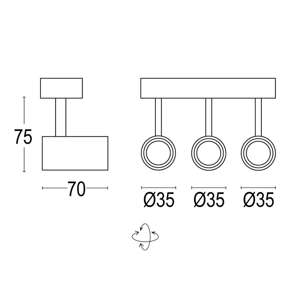 Point Evo 00W 3L Ghidini Point Evo Wall / Ceiling .01 Белый (Матовый)  - Вид №1