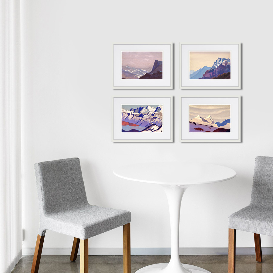 Картина в деревянной раме 42х32 см "Перевал Сугет, 1936 г." КАРТИНЫ В КВАРТИРУ  264839 Белый;розовый;разноцветный  - Вид №8