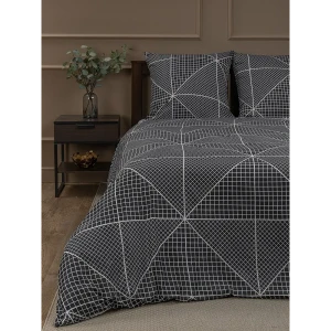 Комплект постельного белья Amore Mio Грид евро полисатин черный