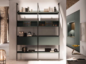 Модульный книжный шкаф из алюминия и стекла