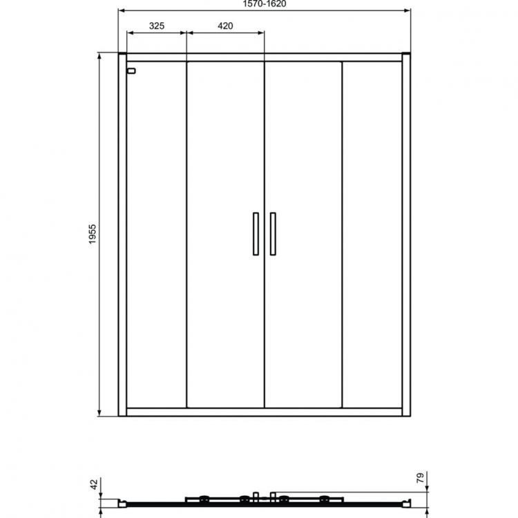 K9282V3 Сдвижная дверь в нишу 160 см Sliding door Ideal Standard CONNECT 2 - Вид №2