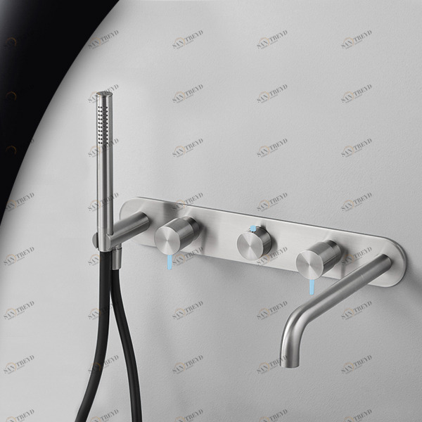 Смеситель для ванны матовая сталь с голубой ручкой Toki Radomonte TKI52SCIL27