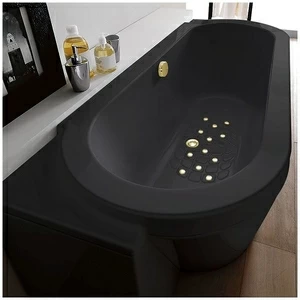 Ванна Gruppo treesse Playa V818C-DX-C чёрная с золотой фурнитурой и аэромассажем овальная угловая пристенная правая