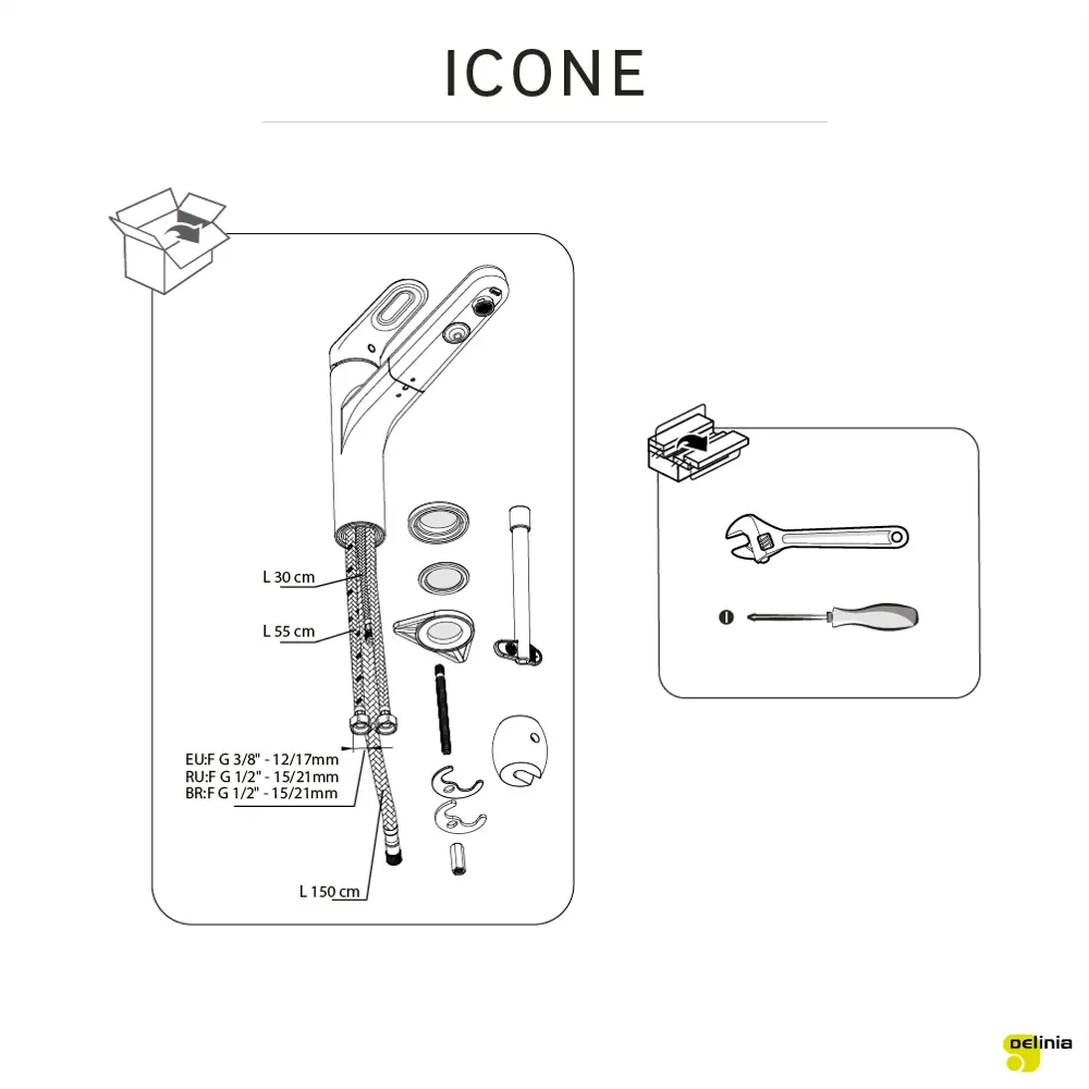 Кухонный смеситель DELINIA Icone с экономичным аэратором, хром 85317108 STLM-1496191 - Вид №10