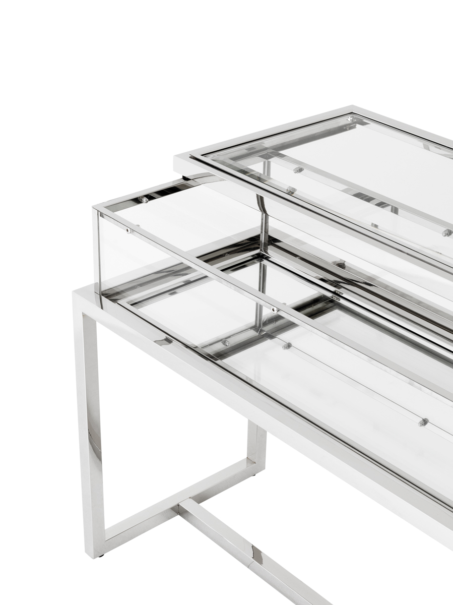 Консоль металлическая, серебро со стеклянным ящиком Harvey от Eichholtz EICHHOLTZ EICHHOLTZ 060953 Зеркальный;хром  - Вид №9