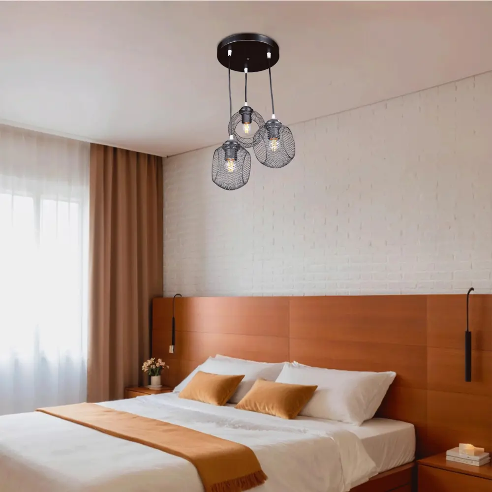 Светильник подвесной Эйр РС21386 3 лампы 10 м² цвет черный РОССВЕТ STLM-2107330 - Вид №10