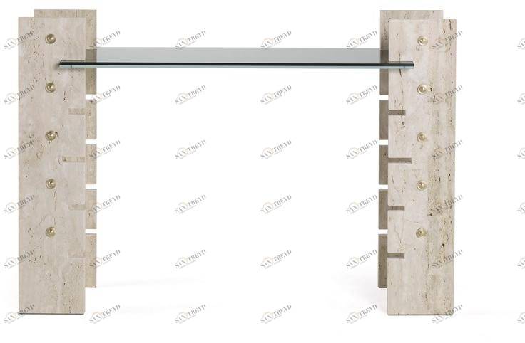 Gianfranco Ferré Home Прямоугольная консоль из травертина и стекла Fitzroy sun-id-1493231