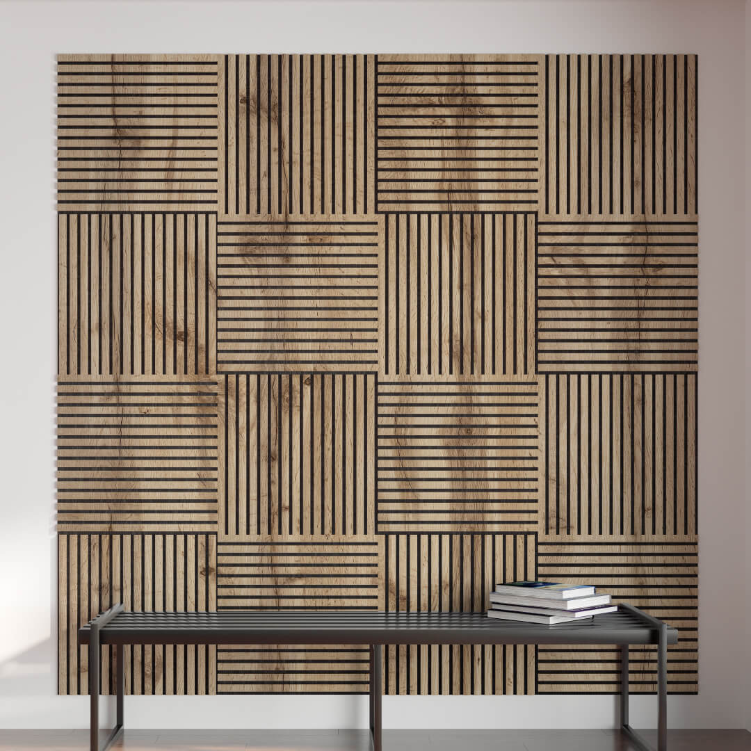 Панель Стеновая Акустическая Stella Comfort Standart Дуб Сонома 600х600х9 (уп.1шт.) STSR-19 - Вид №1