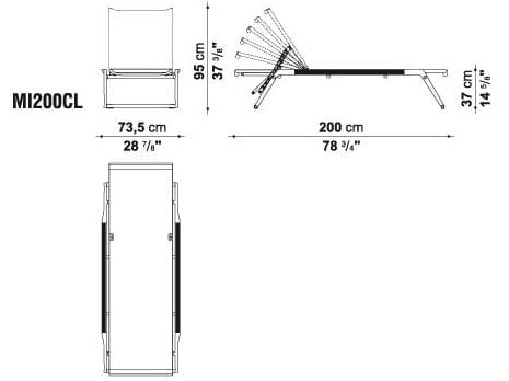Штабелируемая Садовая кровать с откидывающейся спинкой Batyline® B&B Italia Outdoor мирт ARCH-00045092 - Вид №4